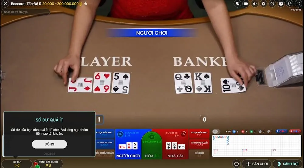 Hình thức cược baccarat trên 6886Win